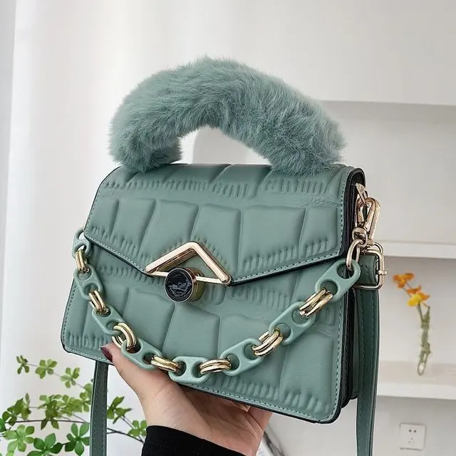 

Plush Handle 2022 Woman Bags Brand Handbags Made In China Ladies Bags Leather Shoulder Handbag For Woman, 8 colors