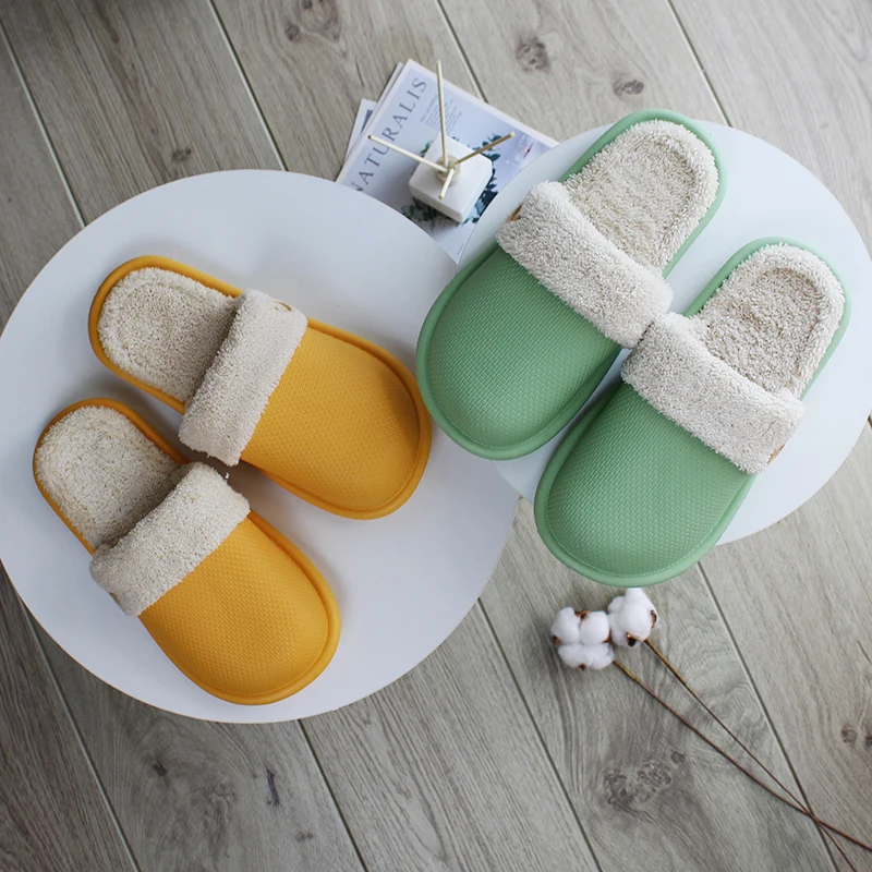 

Women Men Non-Slip Sole Indoor Outdoor Mules Shoes with Removable Fur Lined Winter Warm Fuzzy House Slippers, Picture