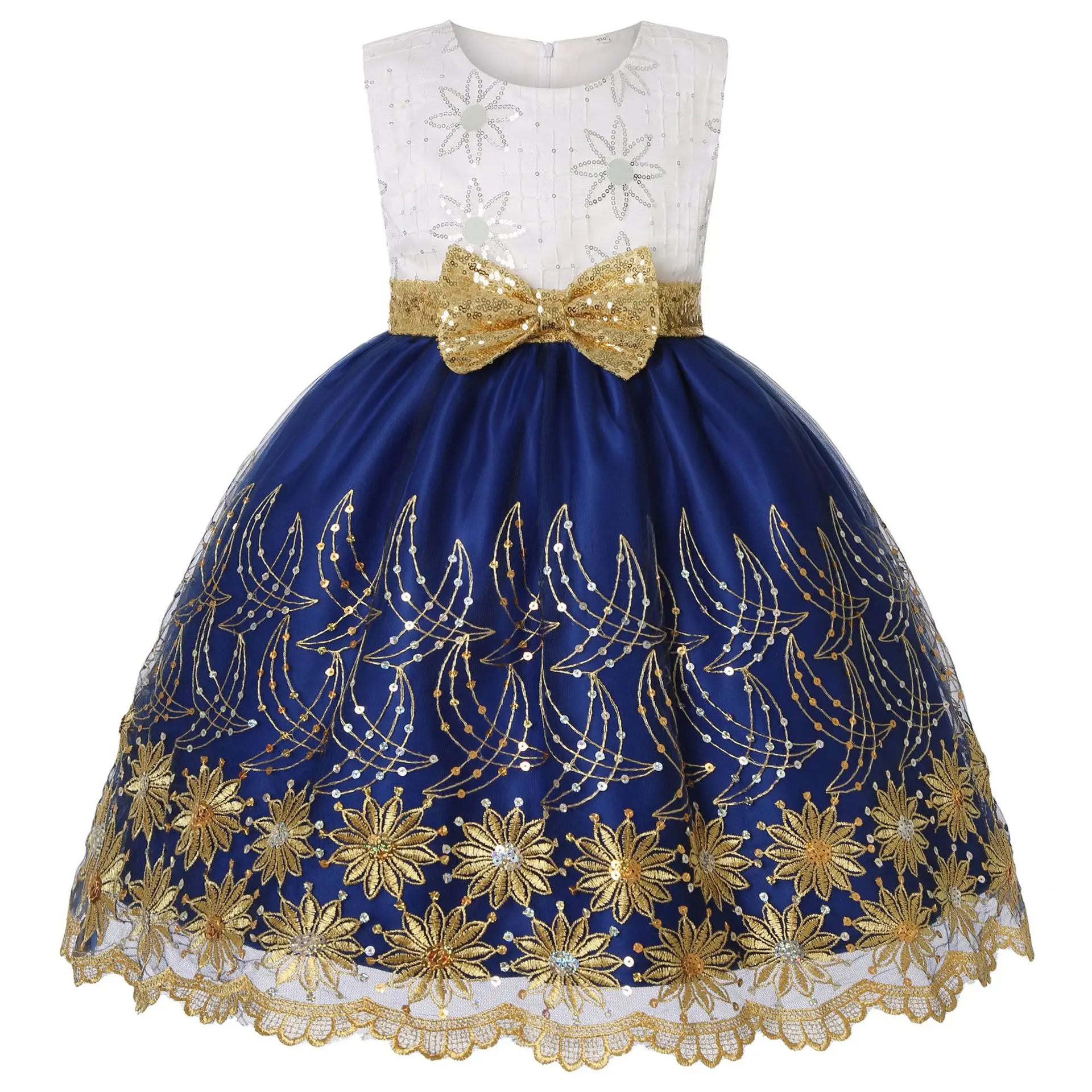 

New Style Sequin Flower 3-9 Years Girl Birthday Party Wedding Gown Children Dresses