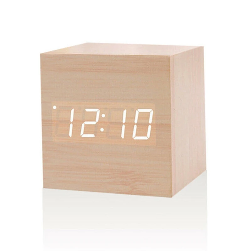 

Digital Led Wooden Clock Sound Control Snooze Alarm Clock Modern Home Decor Desk Clock, White,black,brown,yellow