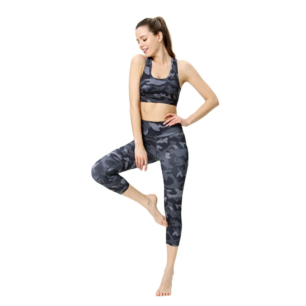 

Hot Sale Fashion Sexy Side Pockets Tight-fitting Exercise print Running Sports suit Leggings Thin Yoga wear camo Fitness wear, Customized colors