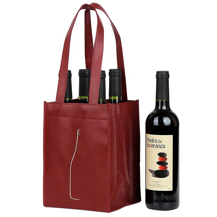 

Wholesale custom logo printed non woven wine bag, Customized color