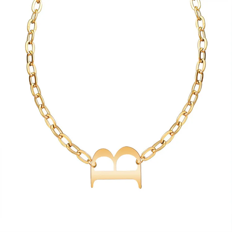 

Ins Style Gold Plated Stainless Steel Big B Initial Pendant Necklace