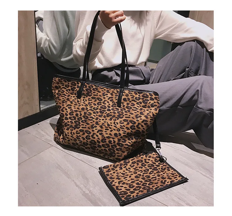 

Alibaba Wholesale bolsos de mujer carteras casual big purses and handbags leopard tote bag women hand bags with outside pockets, 6 colours