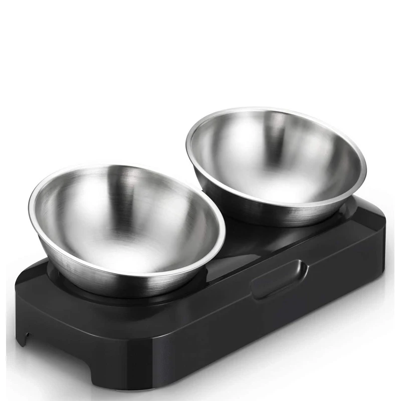 

RTS manufacturer direct Stainless Steel Tilted Raised Food and Water pet bowls for cats and dogs