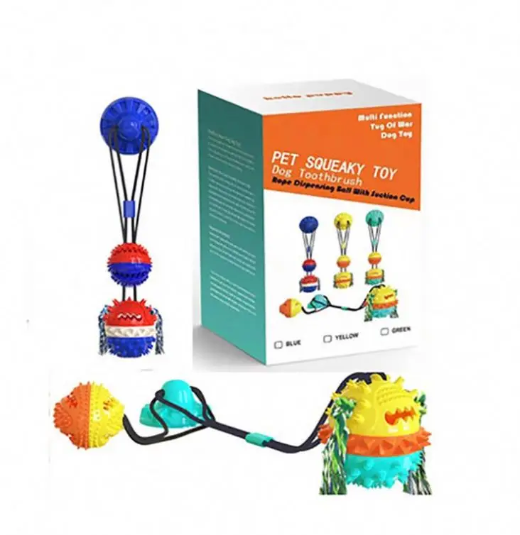 

interactive double suction cup chew toys for dogs, Red,blue