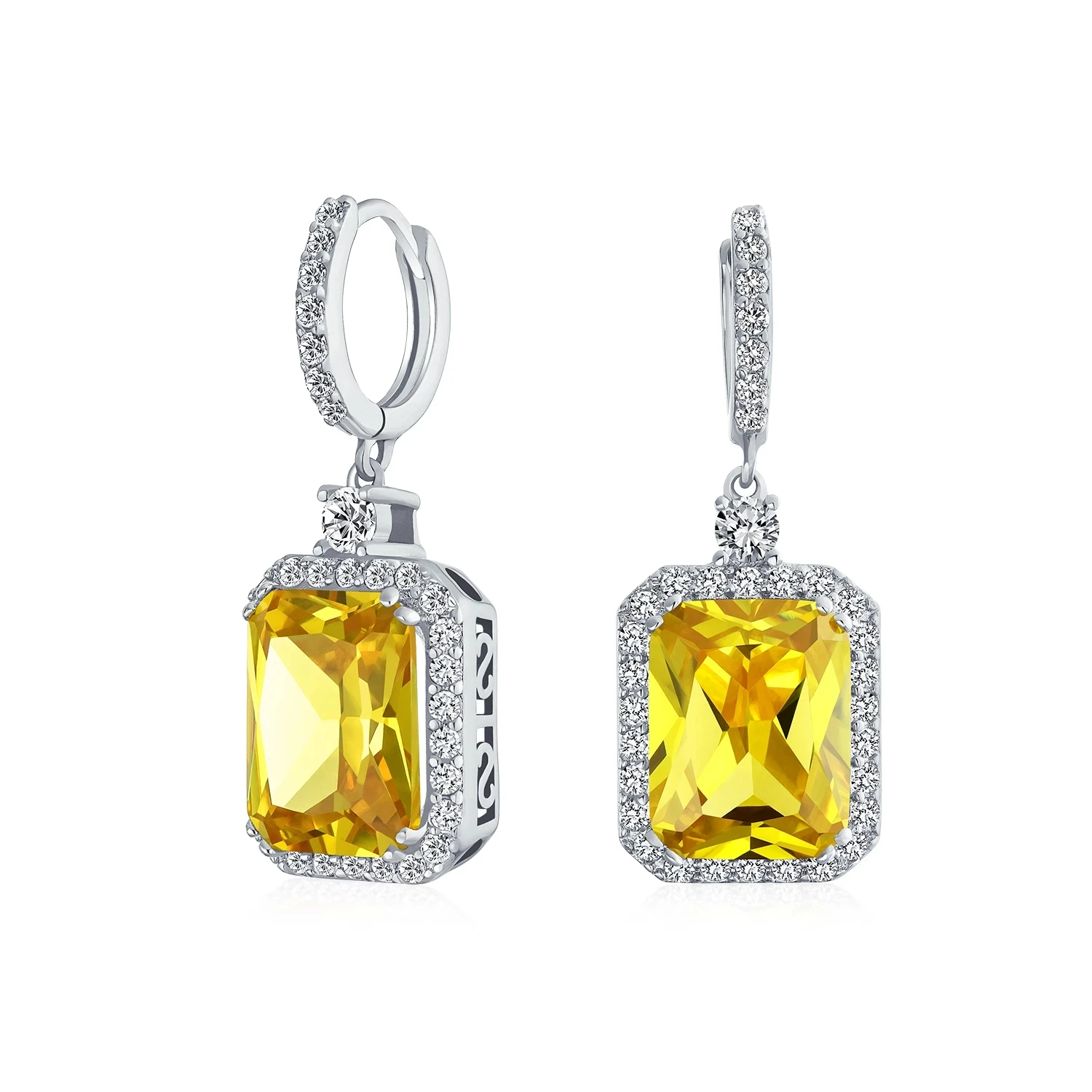 

Brazillian 18K Gold Royal Dangle Gold and White CZ Wedding Women Earring 925 Sterling Silver
