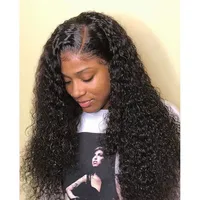 

full lace wigs for black woman TOP virgin cuticle aligned hair IC loose curly 1B# 13x6 Transparent Lace brazilian human hair r