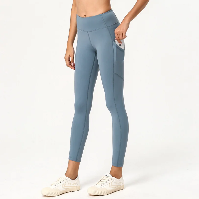 

aola high quality seamless gym fitness leggings with pockets, Blue/purple/black/nude pink