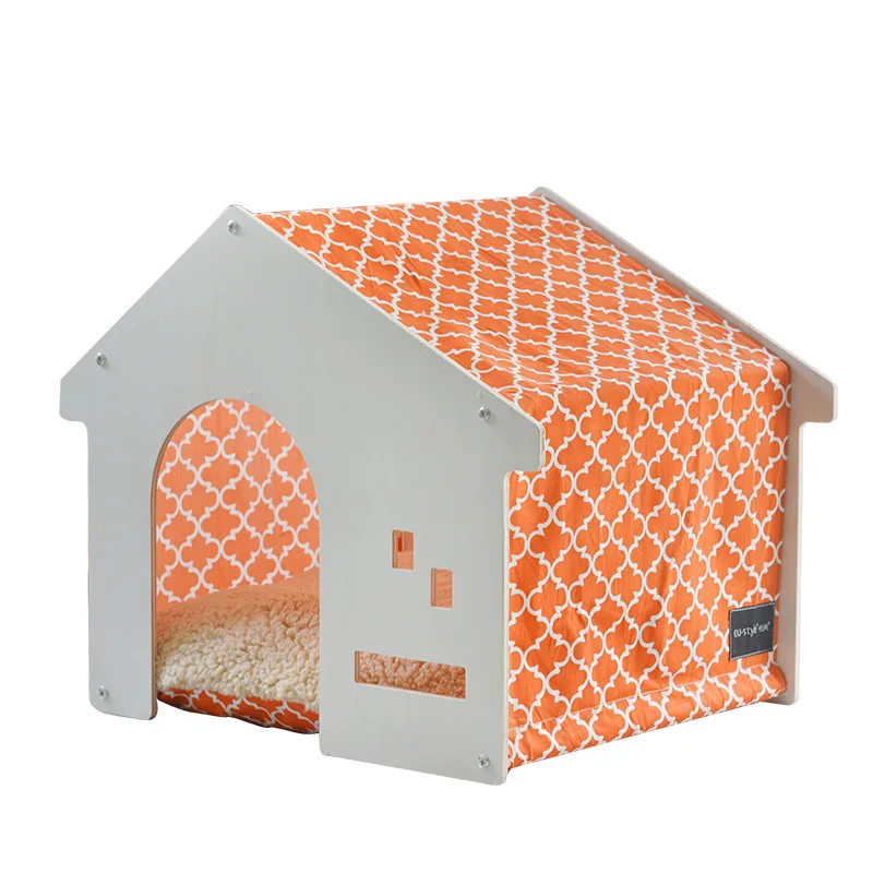 

Pet Bed 2022 High Quality Pet Wood Bed Four Seasons Indoor Princess House Pet Beds Accessories Cat