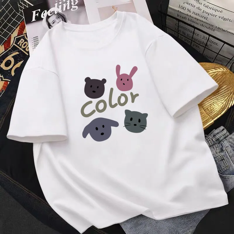 

Women Cartoon anime Good Quality Colourfull Korea Style Summer Baggy Graphic t shirt Ladies Tee