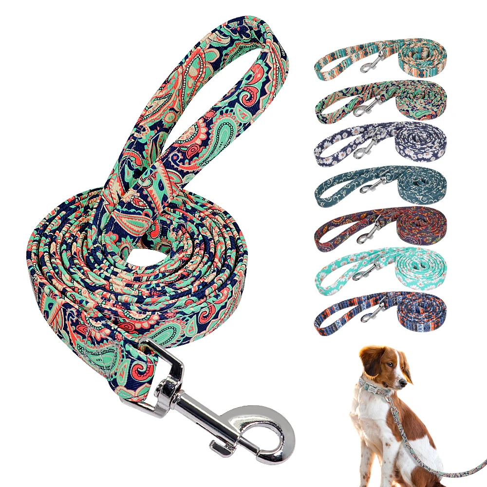 

7 Colors Nylon Dog Leash Lead Printed Pet Puppy Chihuahua Walking Leash Running Training Leashes Rope For Small Medium Dogs Pug, Blue/black/red/green