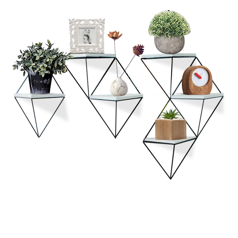 super septermber new designs industrial home decoration wall shelf modern industrial decor triangle wall rack