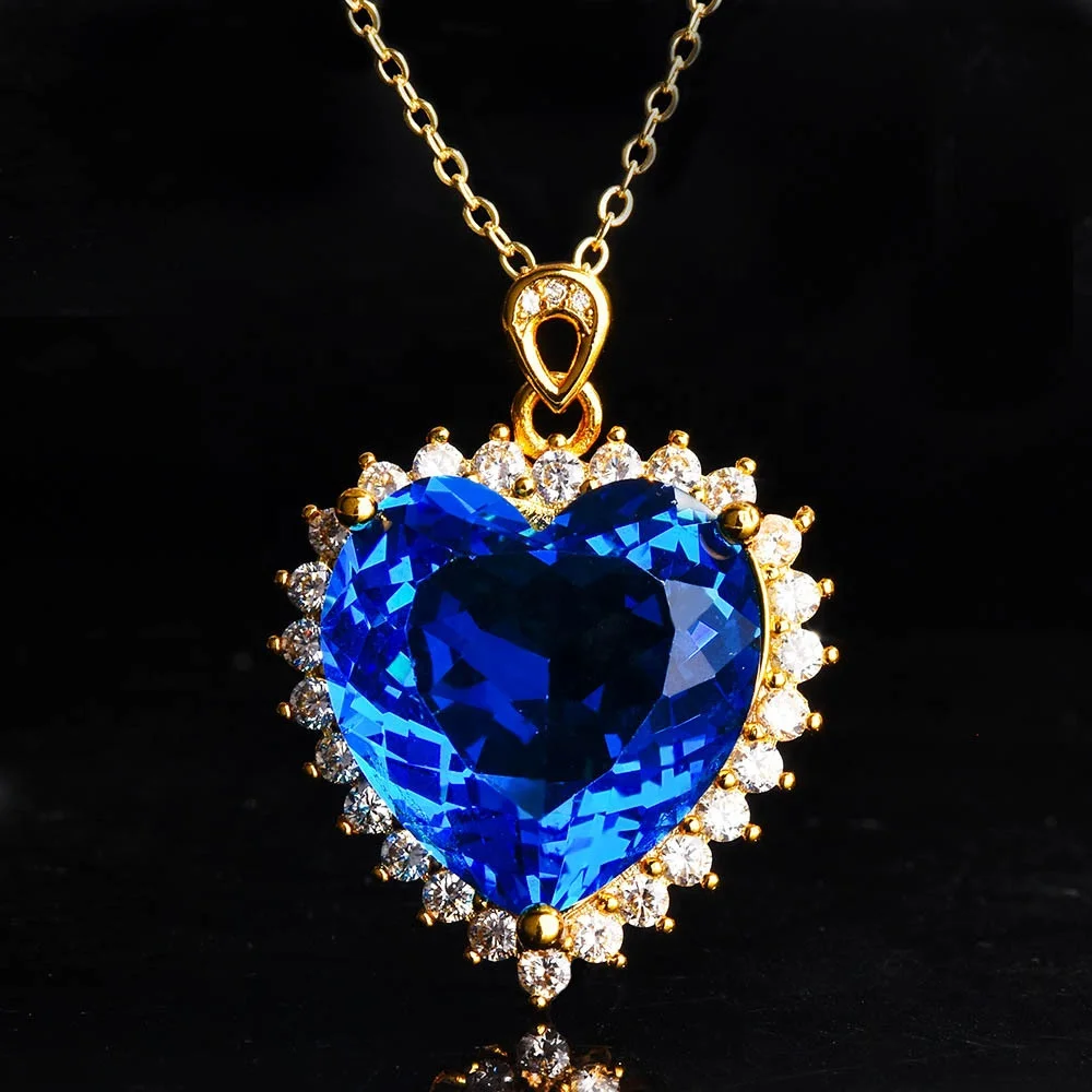 

Vintage Luxury Heart Pendant Necklace Fashion Dazzling Cubic Zircon Jewelry For Women Wedding Engagement Exquisite Chain, Picture shows