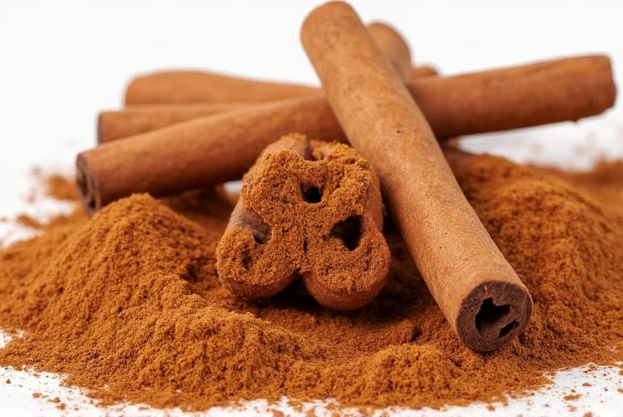 Cinnamon sticks and powder showing natural spice forms