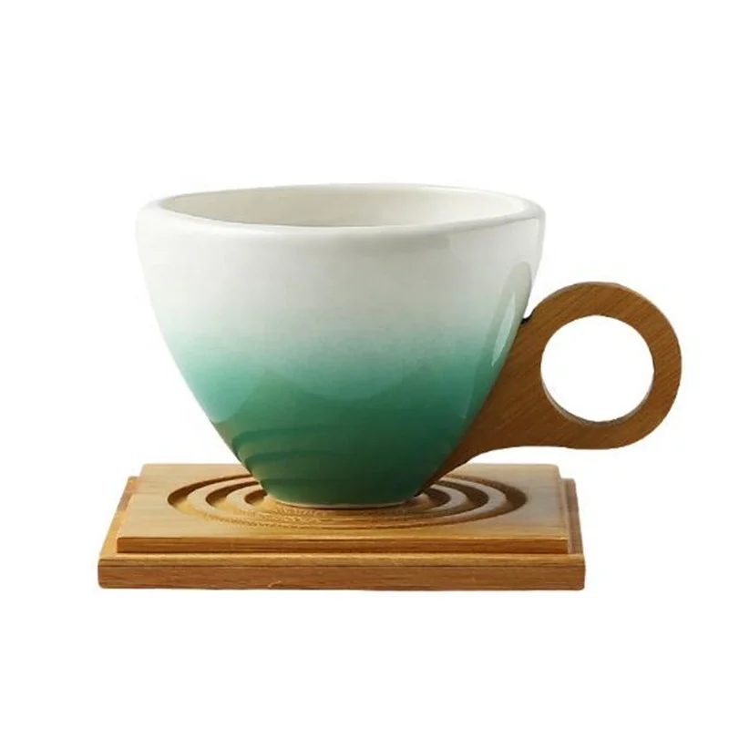 

Ceramics Creative Irregular Shape Simple Gradient Coffee Sets Fashionable Elegance Light Luxury Personality Tea Sets, White/blue/pink/green