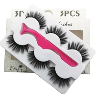 

Hand made 3D Faux Mink False Eyelashes 3 Pairs Pack in Style 3d fake eyelashes Custom box