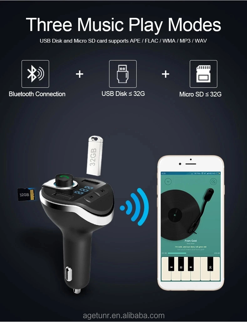 Agetunr T20 Bluetooth Support Mp3/wma/flac/wav Format Car Bluetooth Mp3