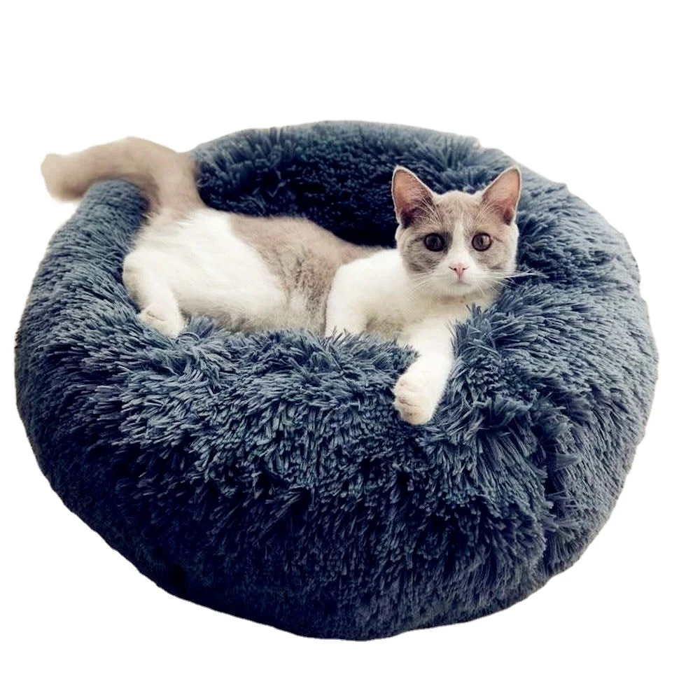 

40cm 120cm Wholesale Custom Luxury Removable Pet Cushion Round Pet Cat Bed Sofa Fluffy Fur Donut Dog Bed, Multiple colour