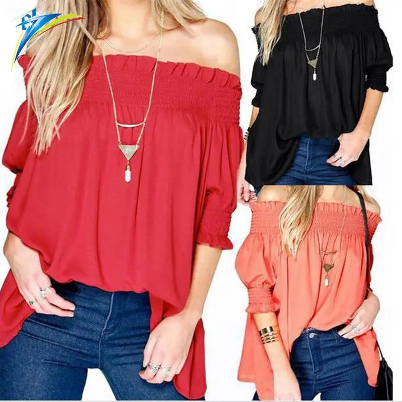 

Woman Blouse Multiple Colour Off Shoulder Summer Neck Models Woman Blouse, Red, black, orange