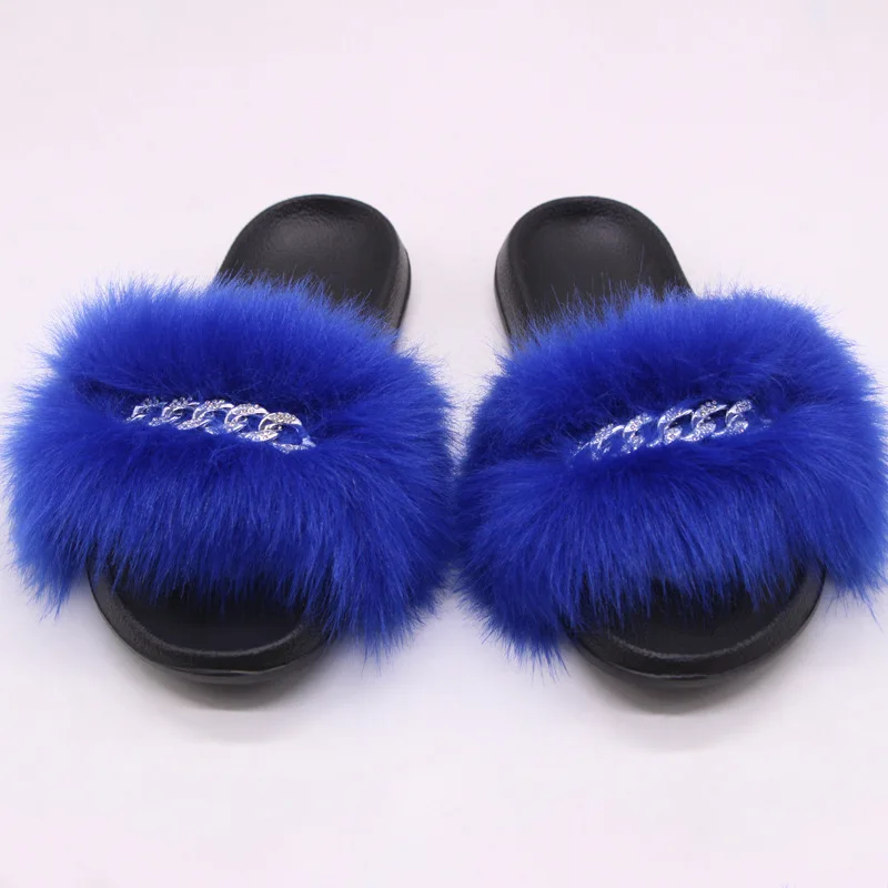

NEW Design Plush Fluffy Slippers for Women Fashion Flat Faux Fur Slippers Slides Indoor Outdoor Ladies Sandals Shoes, 20 color