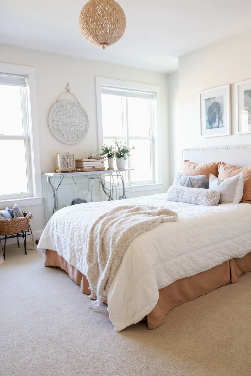 Diffuser with eucalyptus scent in a winter-themed bedroom
