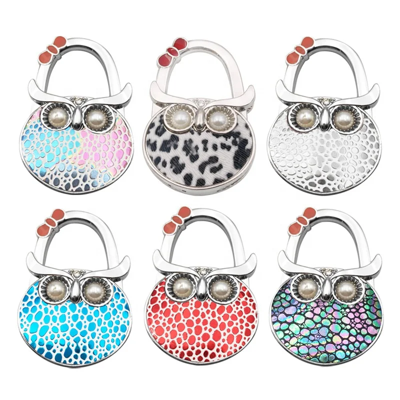 

New Lady Zinc Alloy Colored Foldable Table Handbag Hook Bag Hanger Purse Metal Bag Holders, Silver