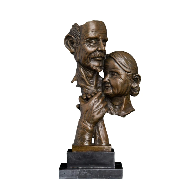 

DS-284 Modern Art Bronze Lover Couple Head Statue Old Man And Woman Bust Sculpture For Wedding Anniversary Gift