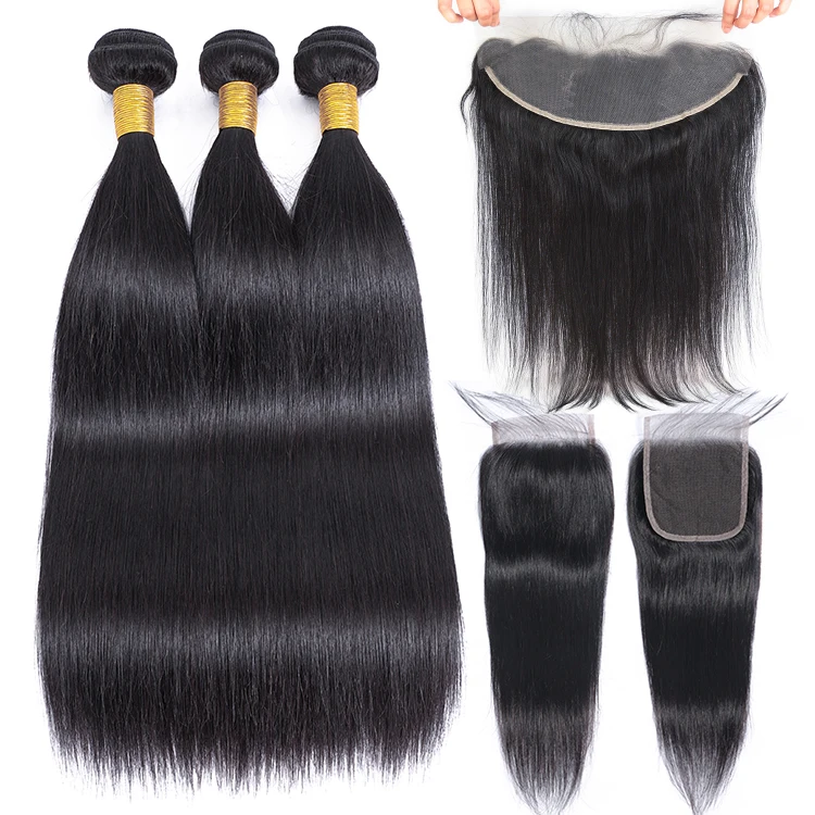 

China Factory Supply Unprocessed Hot Sale Wholesale Malaysian Virgin Human Hair 3 Bundles with Lace Frontal