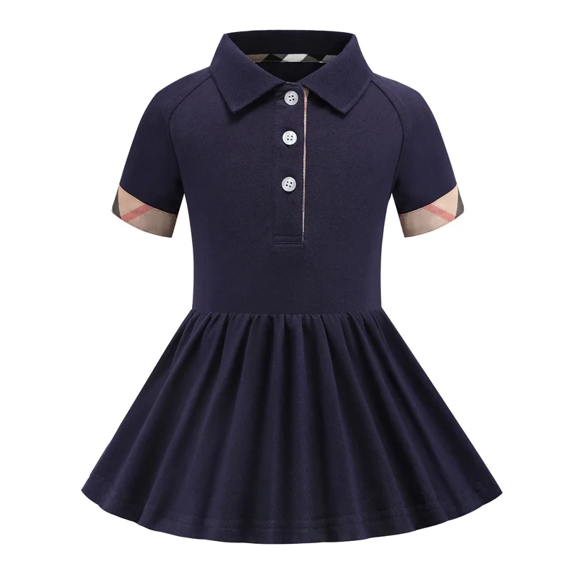 

2021 Summer style kids clothing Girls 100% cotton casual frock 2-7 years girl short sleeve plaid stitching one-piece girl dress, Picture shows