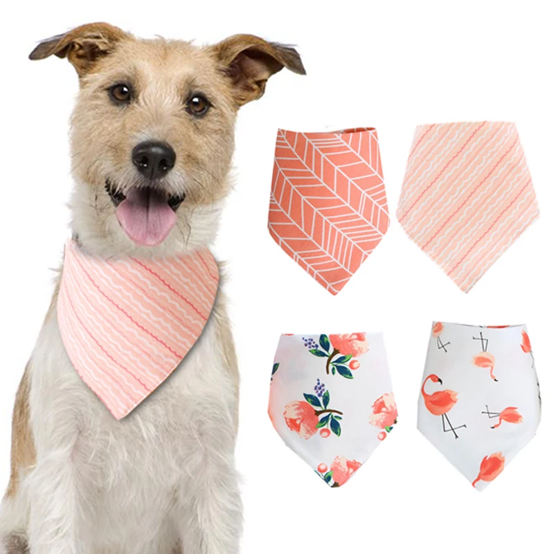 

Triangular bandanas pet wholesale 100% Cotton Double Layers Printed popular dog bandana, 40+ colors are available