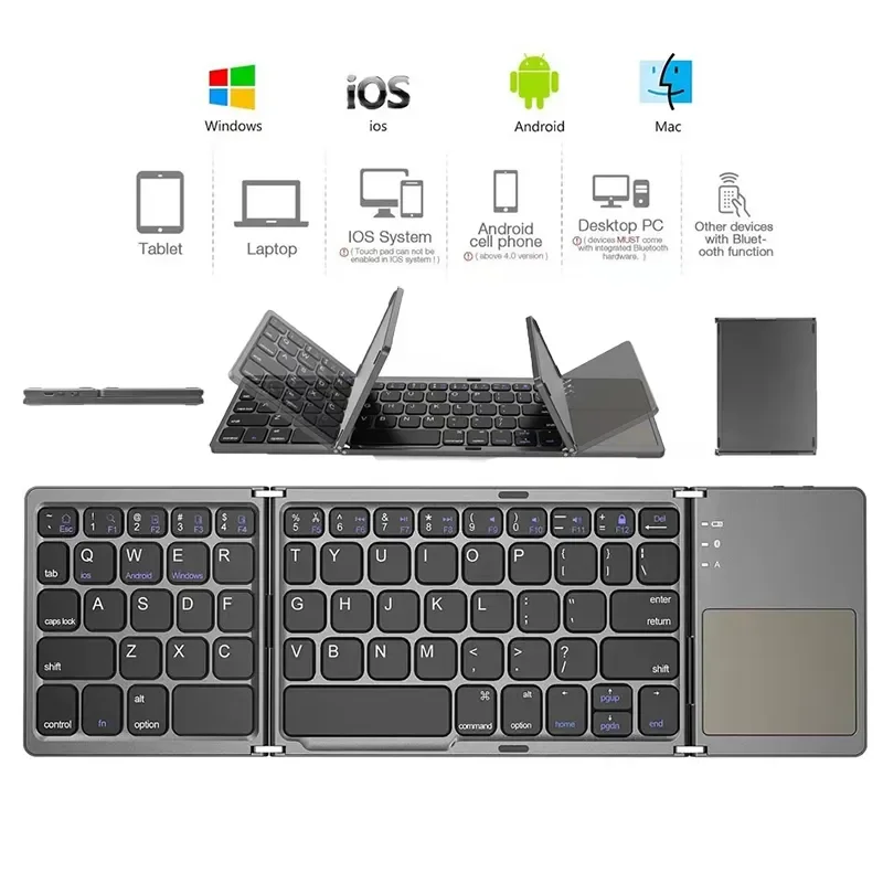 

Hot Sale Slim Wireless Bluetooth Keyboard Ultra Thin Foldable Keyboard for Touchpad Tablet PC Portable Mini Folding Keyboard