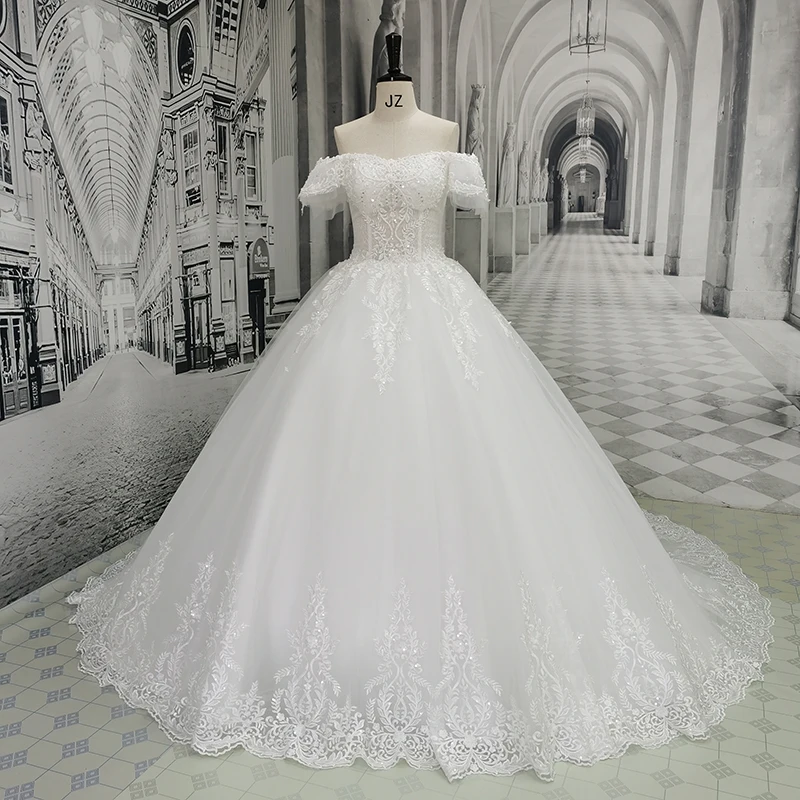 

AmL 6843 wedding dress 2021 Ball Gown bridal collection set Formal Elegant Floor-length Famous civil lace modest romantic gown