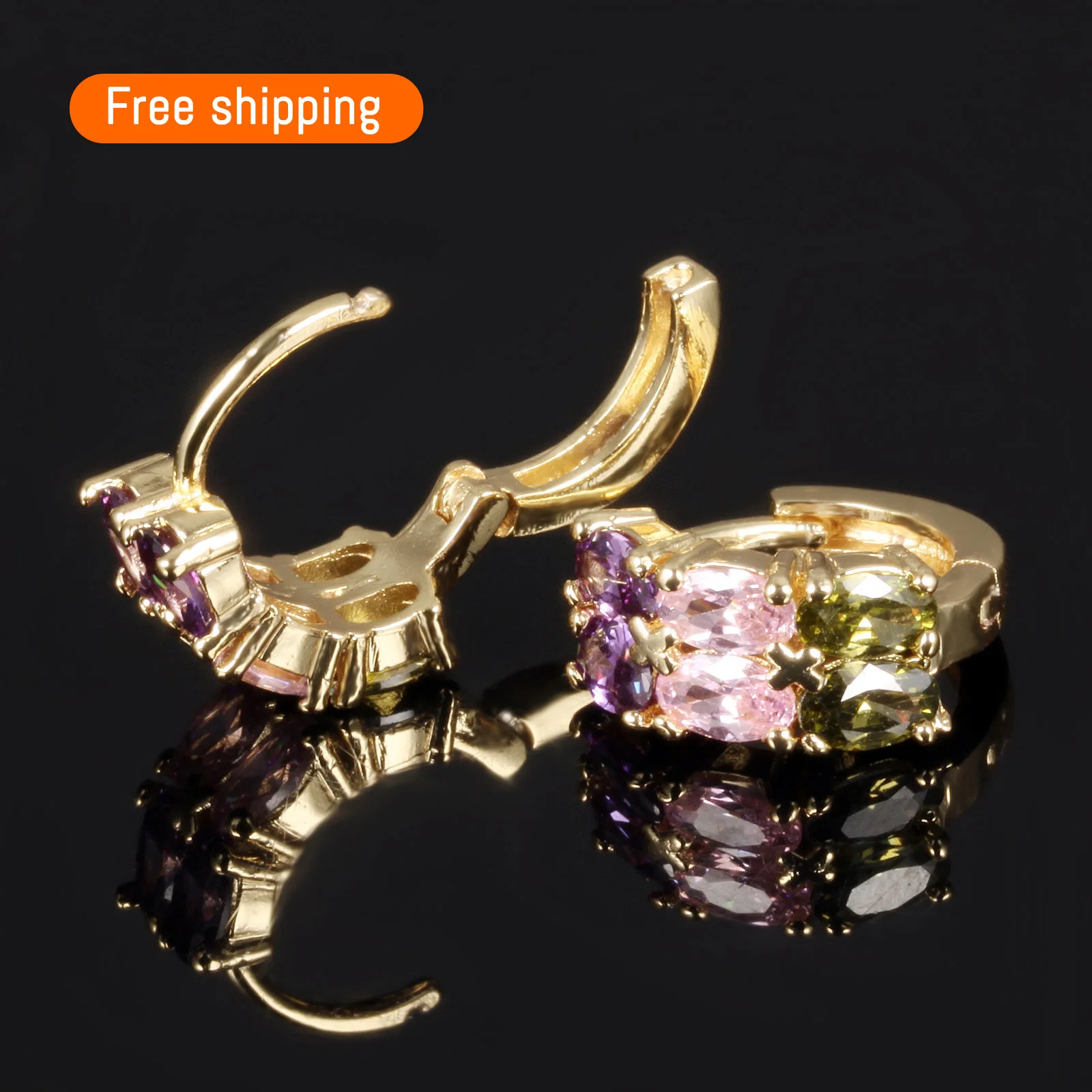 

HongTong 2021 Zircon Inlaid Small Earrings Retail And Wholesale Hot Sale Gemstone Earring, Picture
