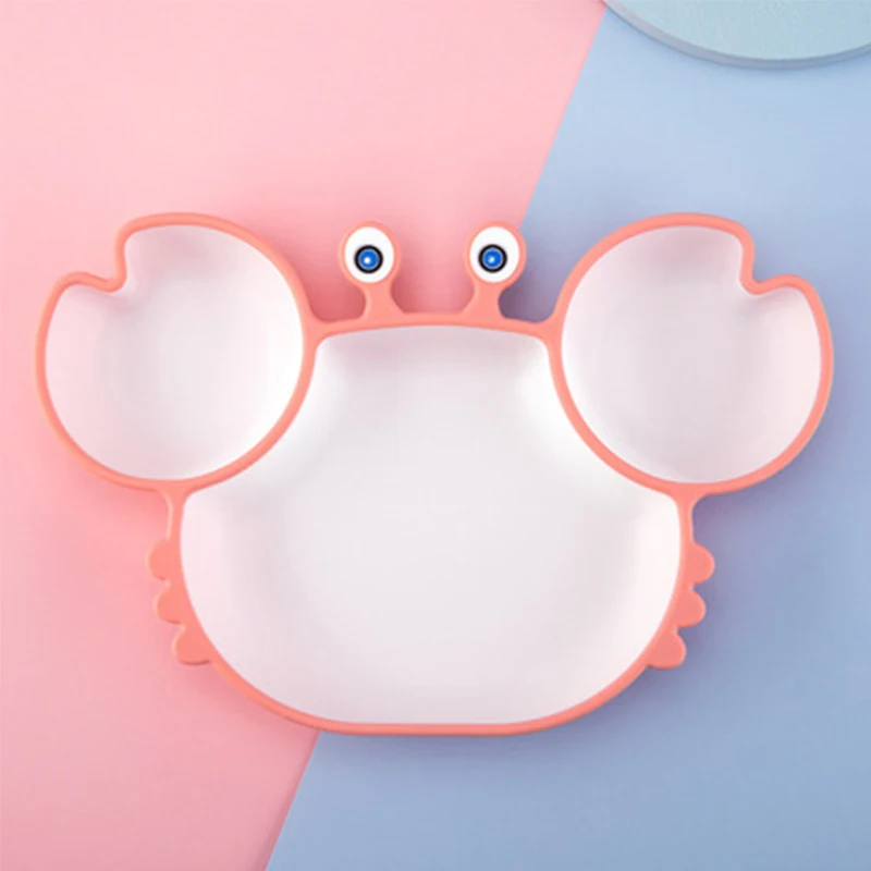 

Silicone integrated children tableware division baby sucker plate