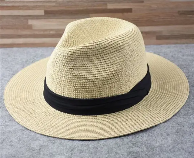 

Panama Straw Hats for Women Summer Beach Sun Hat Wide Brim Fedora Cap