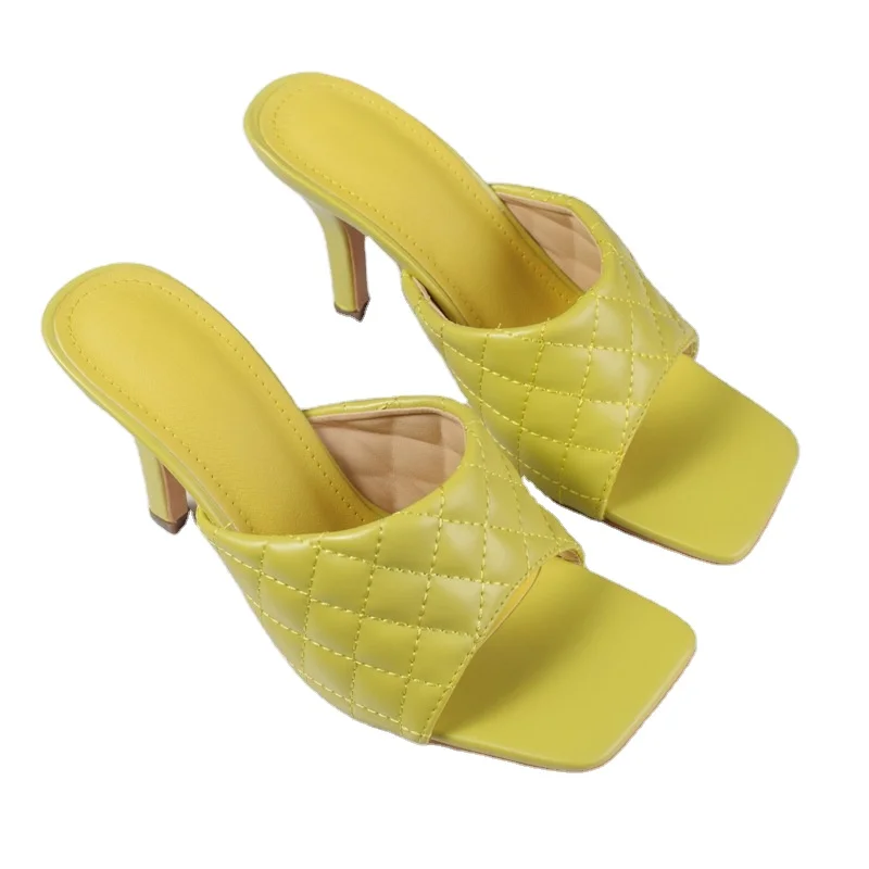 

Fashion Outdoor High Heel Sandals Shoes Candy Color Ladies Slippers Sandals Shoes For Women, Black yellow red blue