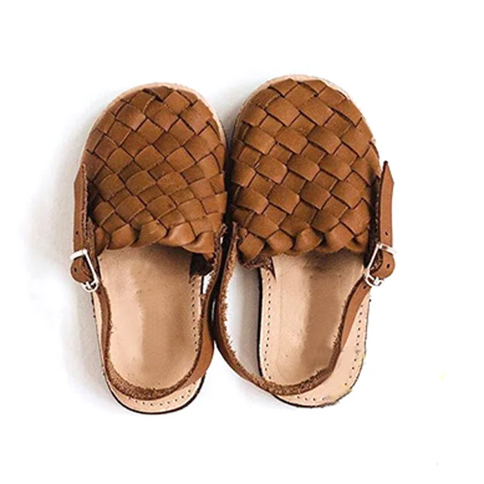 

braided leather sling back flat blank mules slides footwear girls kid sandals