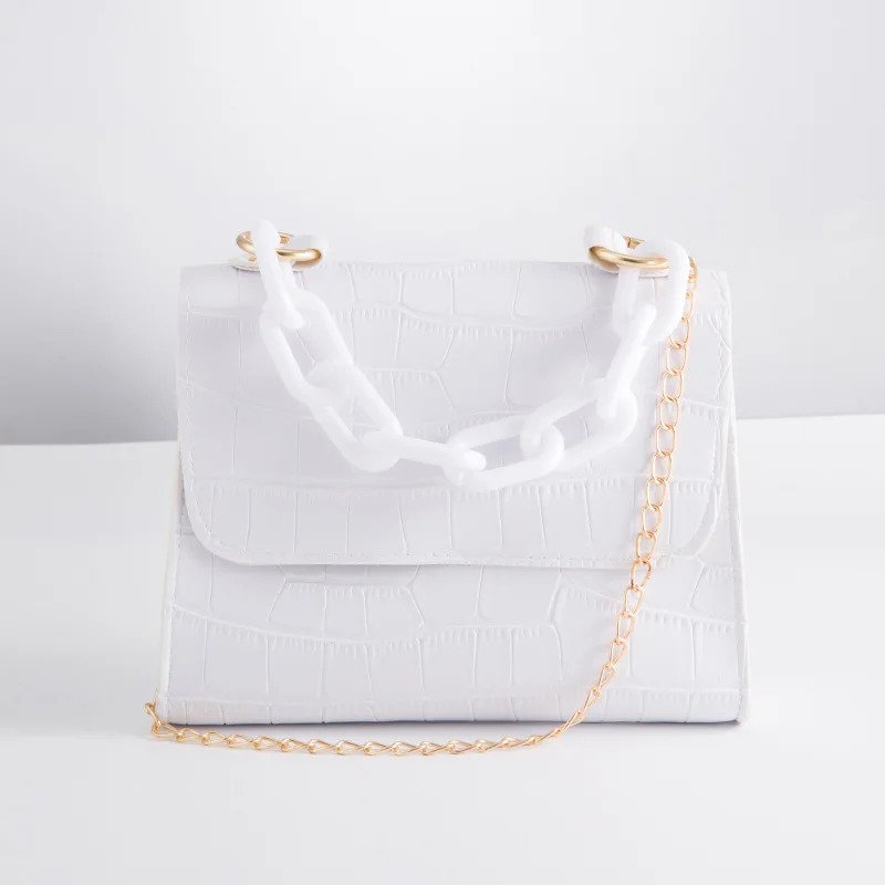 

2021 crocodile pattern plastic hand chain square bag fashion handbags guangzhou bulk wholesale handbags, Customizable