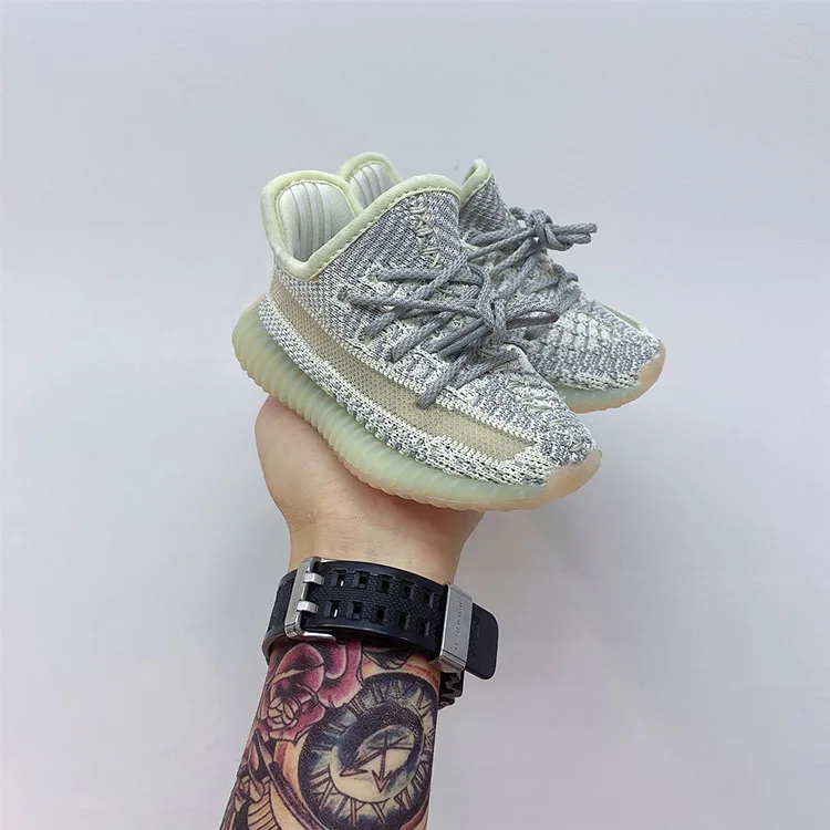 

New Design OG TOP brand LOGO Yeezy 350 V2 kids black reflective Sneakers Children Casual Shoes Boy girls Sport shoes with box