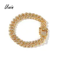 

New 12mm Zinc Alloy With Rhinestones Bracelet Iced Out Miami Chain Link Bracelet Trendy Hiphop Jewelry Men Wholesale