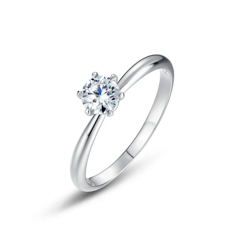 Moissanite Ring VVS1 0.5ct 1.0ct 925 Sterling Silver D Color Rhodium Plated Fine Jewelry for Women Engagement Diamond
