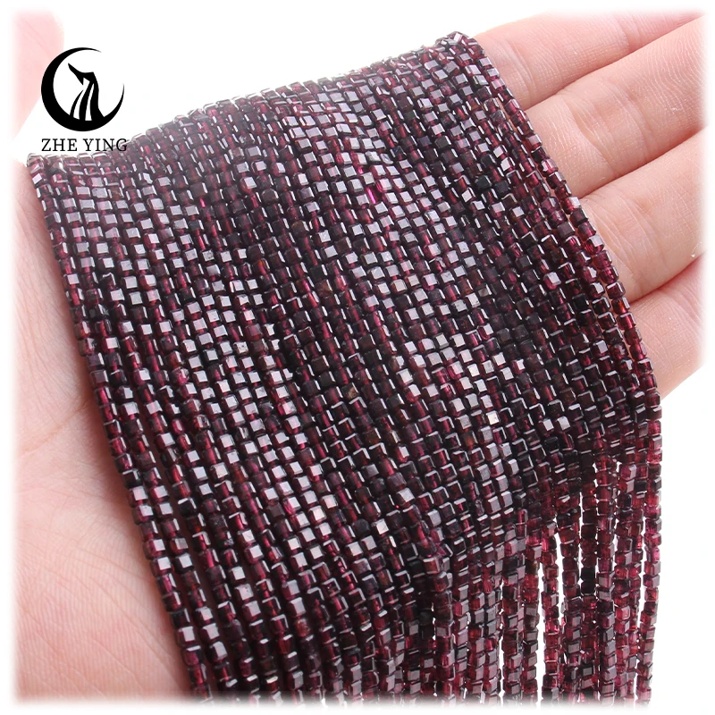 

Zhe Ying 2.5mm Garnet faceted cube stone beads wholesale loose natural stone diy cube beads