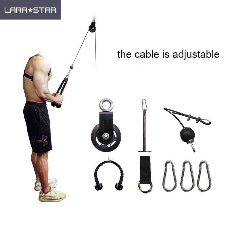 

DIY Cable Pulley System Gym with Loading Pin Cable Machine Attachment for Tricep Big Bird Pull down Biceps Curl Back Forearm, Black