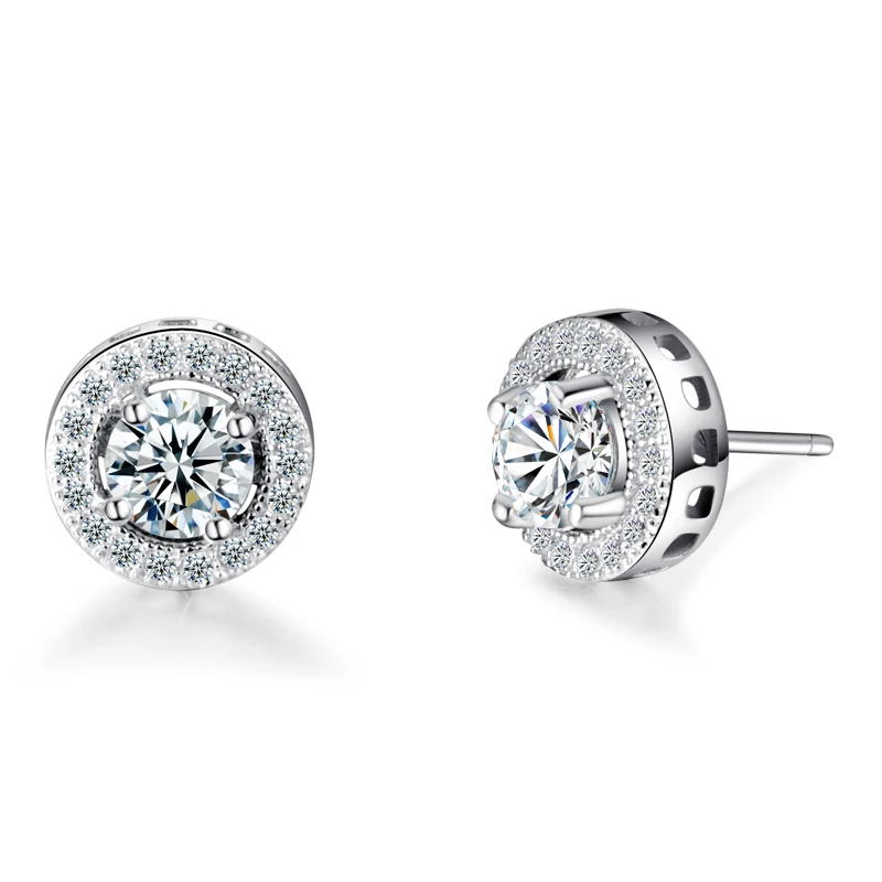 

factory stock 925 sterling silver jewelry big diamond earring, White and purple