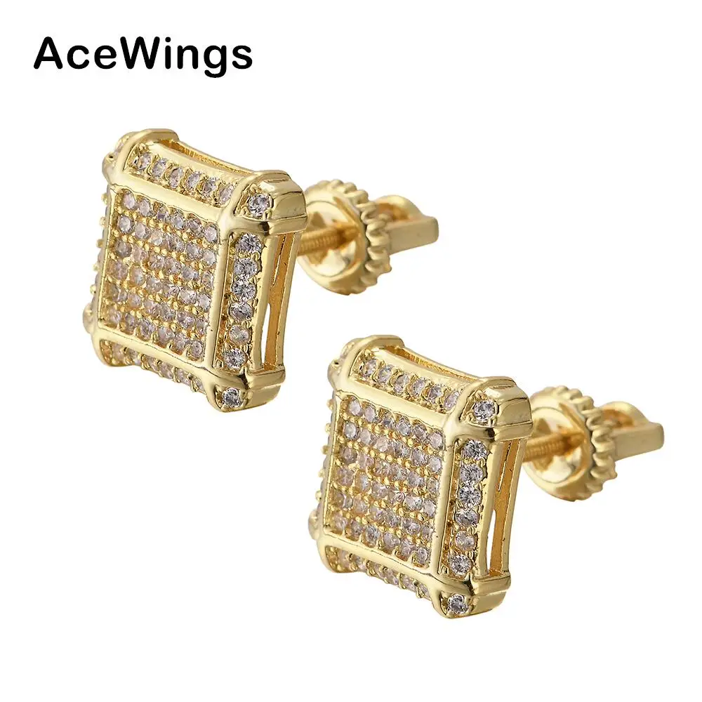 

E009 Jewelry bling bling CZ earrings Men Brass setting zircon stud earrings hip hop bling blilng iced out