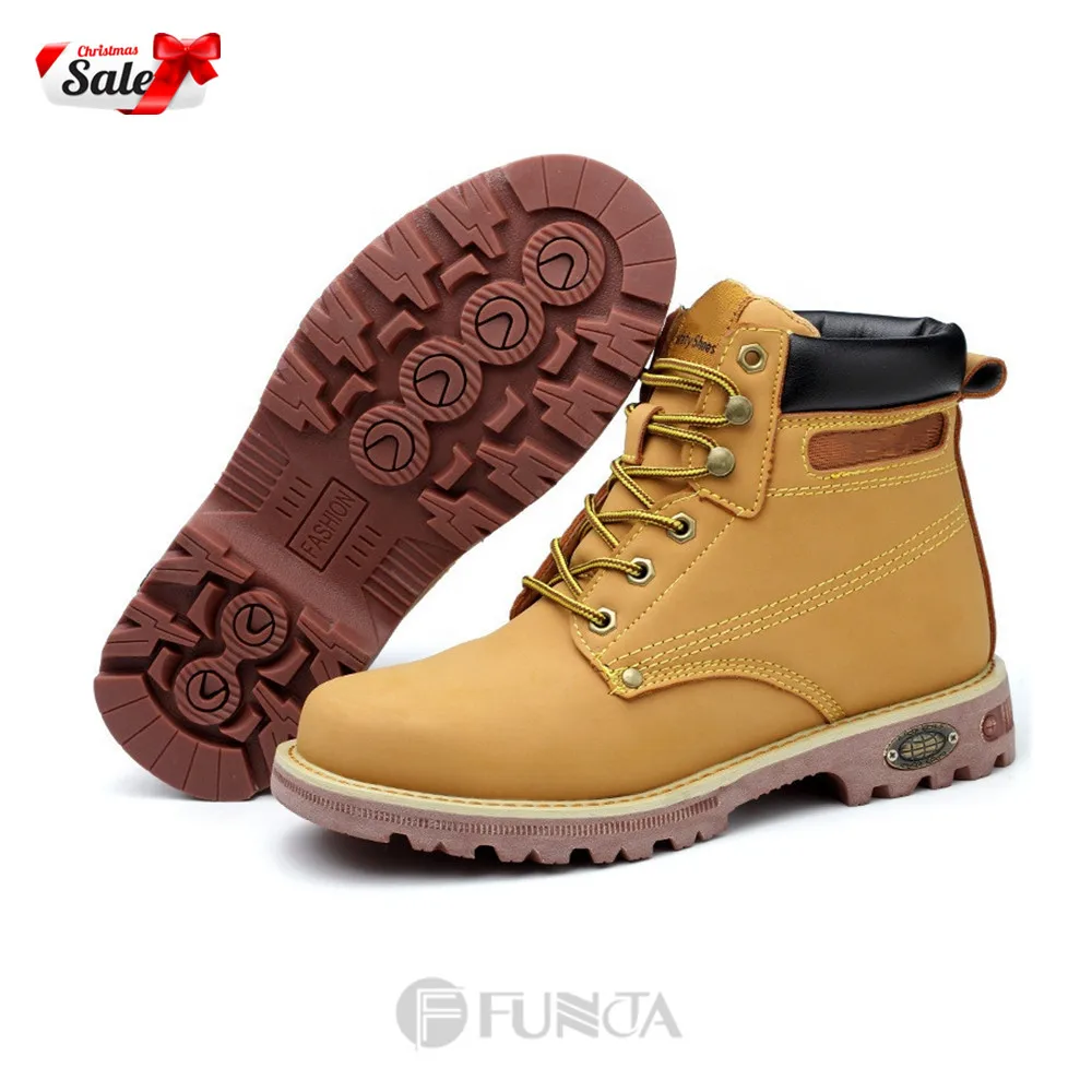 

FUNTA Comfort Work Shoes Height Increase Boots Men Big Size Mens Shoes Casual Warm Ankle Boots Unisex Winter Hiking Sneakers