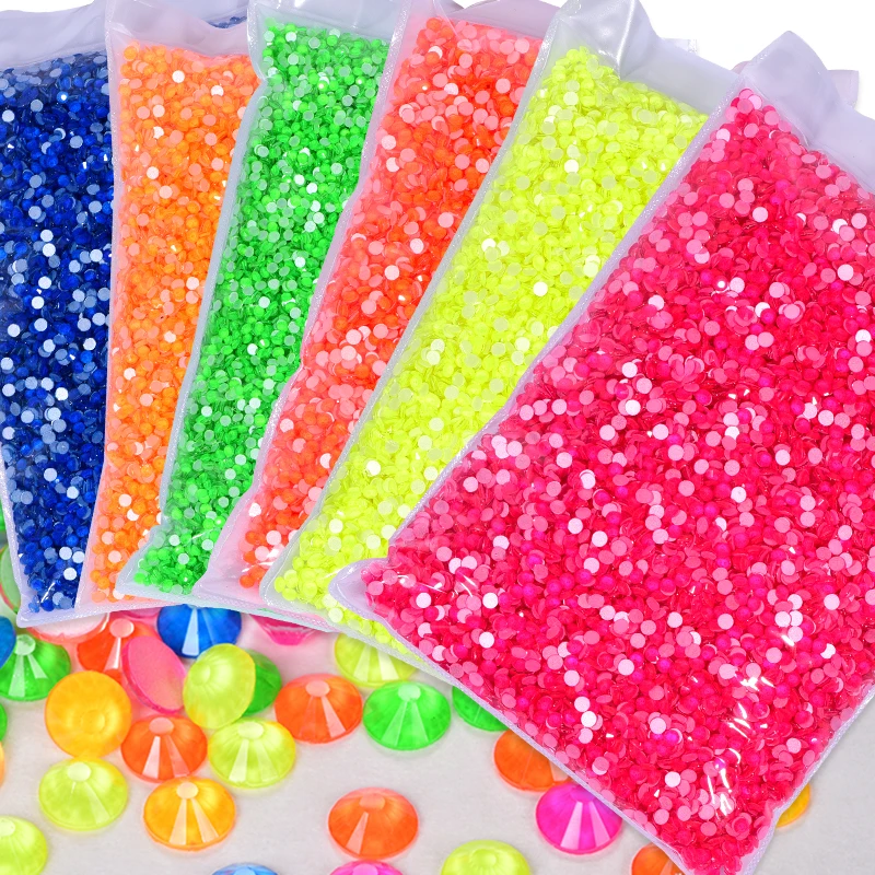 

Factory High Quality Neon Non hotfix Rhinestones in Bulk Package SS6-SS20 Luminous Color Flatback Nail Strass for Bag