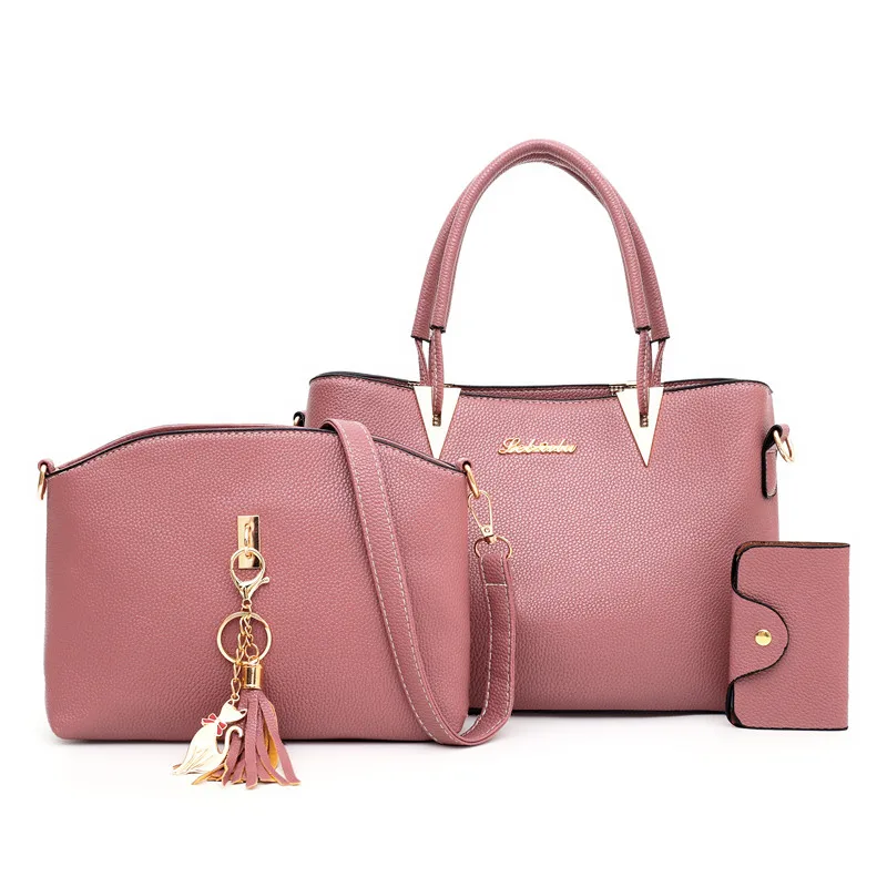 

2020 New hot sale high quality with low price fashion ladies pu leather handbag set, Pink,red,gray,black,brown,blue