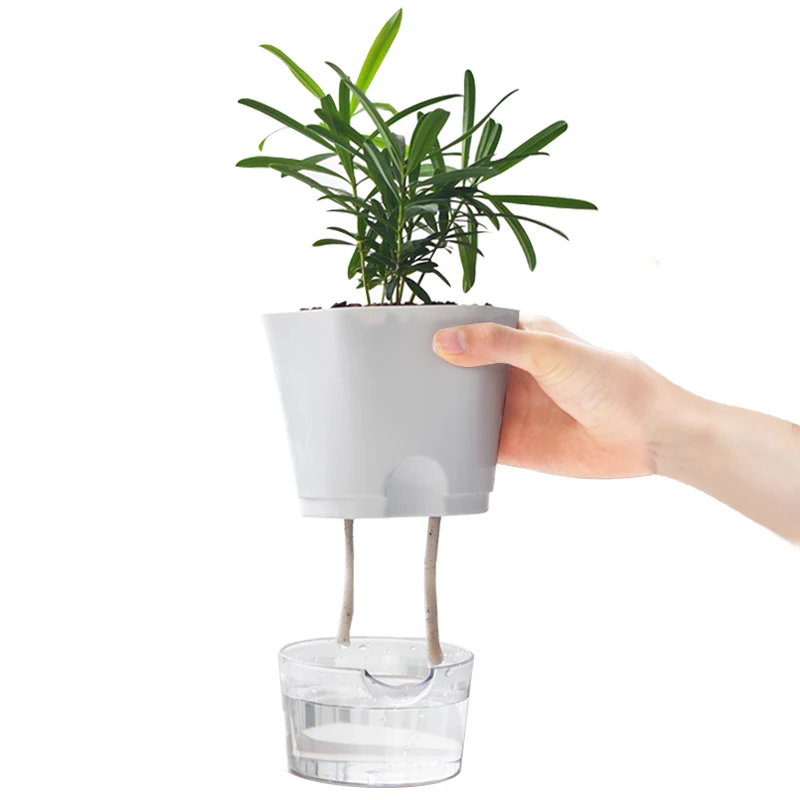 

Deepbang hot sale decorative wholesale self plant pots modern white hydroponics lazy self watering flowerpot